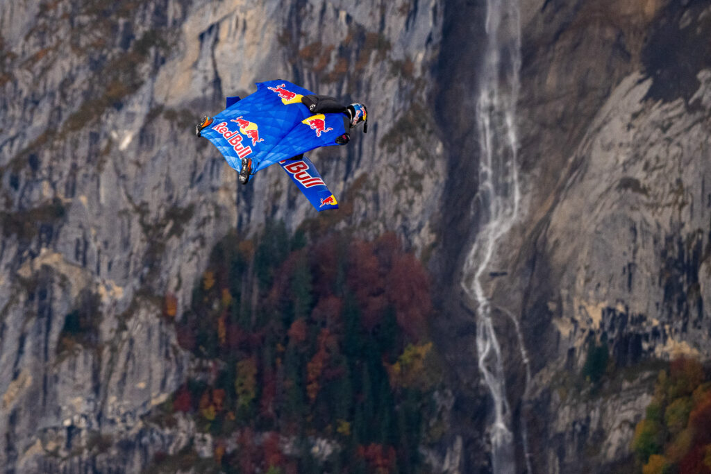 Peter Salzmann seen during the Red Bull Wingsuit Foil Project in Lauterbrunnen, Switzerland on October 24, 2024.